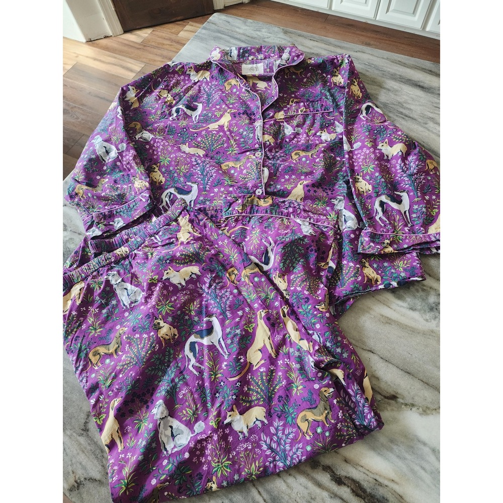 Printfresh Must Love Dogs Long PJ Sleep Set Amethyst Purple Organic Cotton3XL